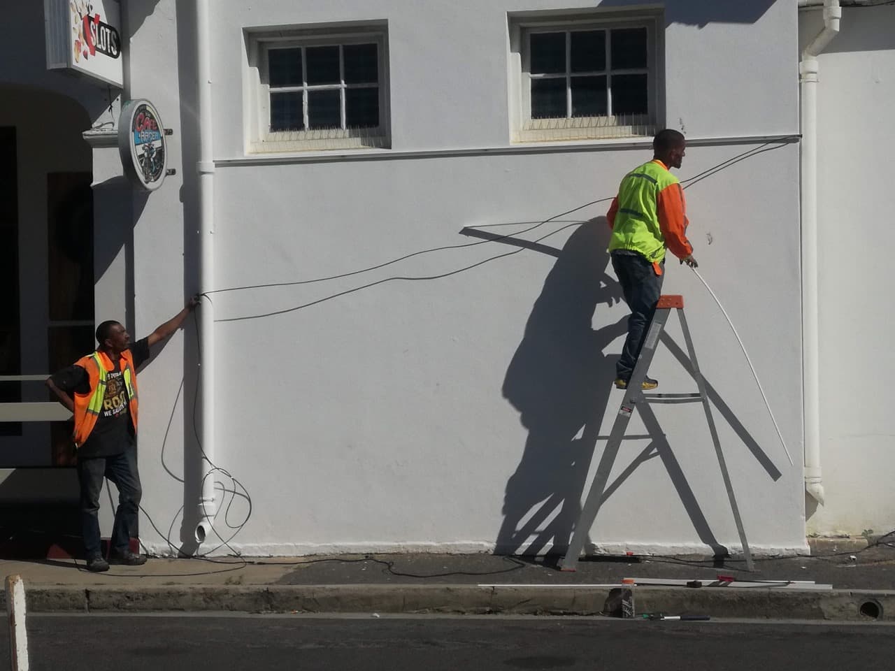 Technicians Running Cable